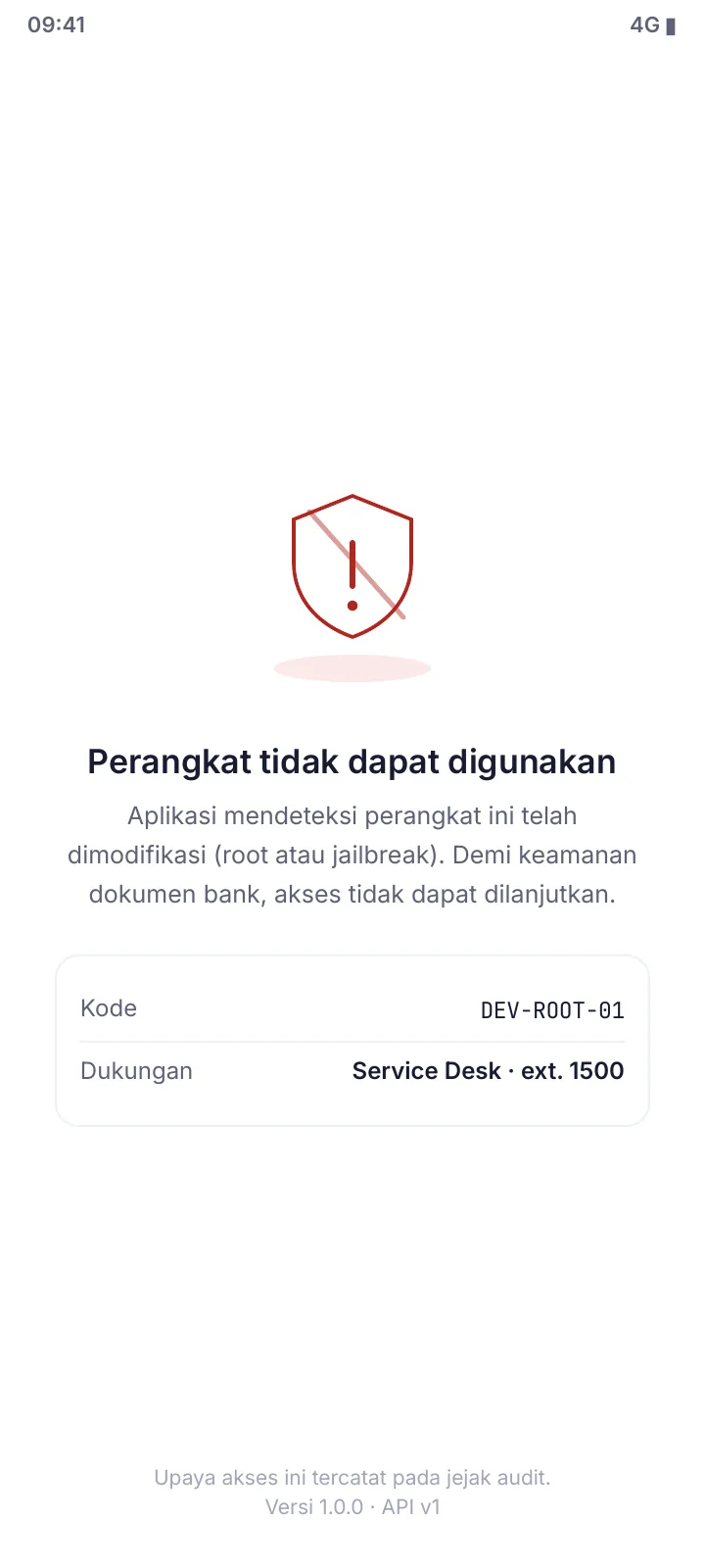 Layar mobile: Perangkat tidak aman