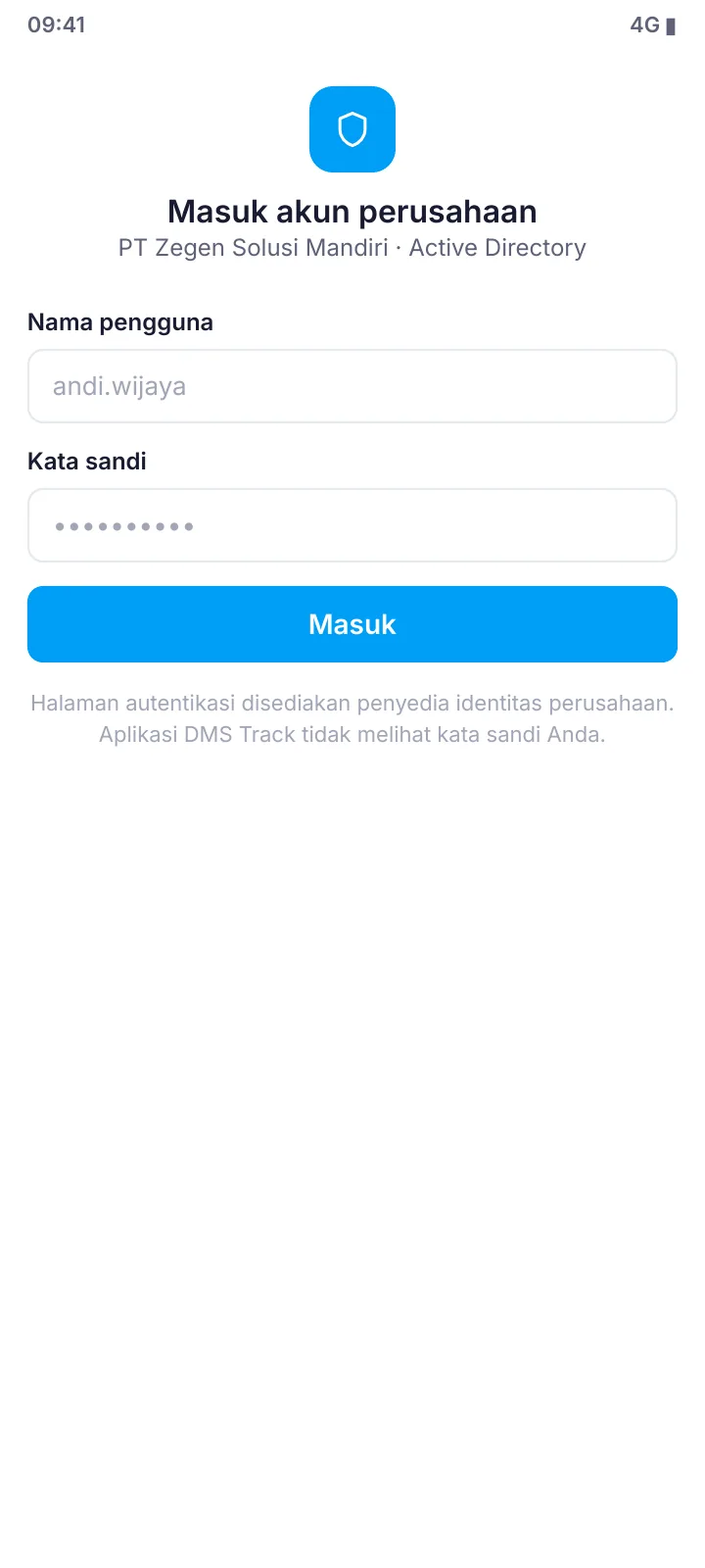 Layar mobile: Halaman identitas